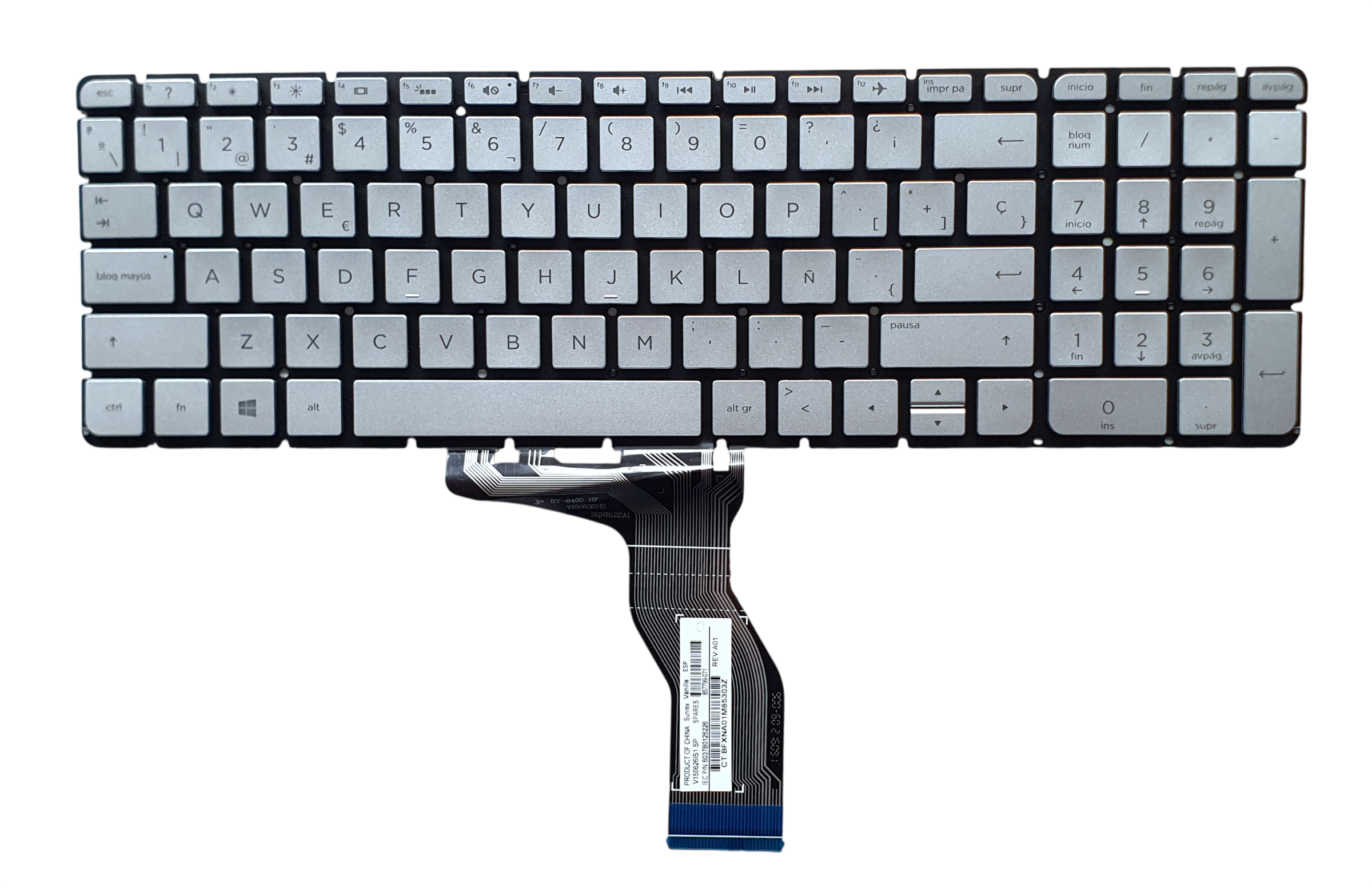 TECLADO HP 15-AK ORIGINAL 15-AB 15-CW 15-AU 15-BC 15-AU 15-AQ 15-DY 15-GW 15-CS 15-CD - CON RETROILUMINACION - ESPAÑOL - PLOMO