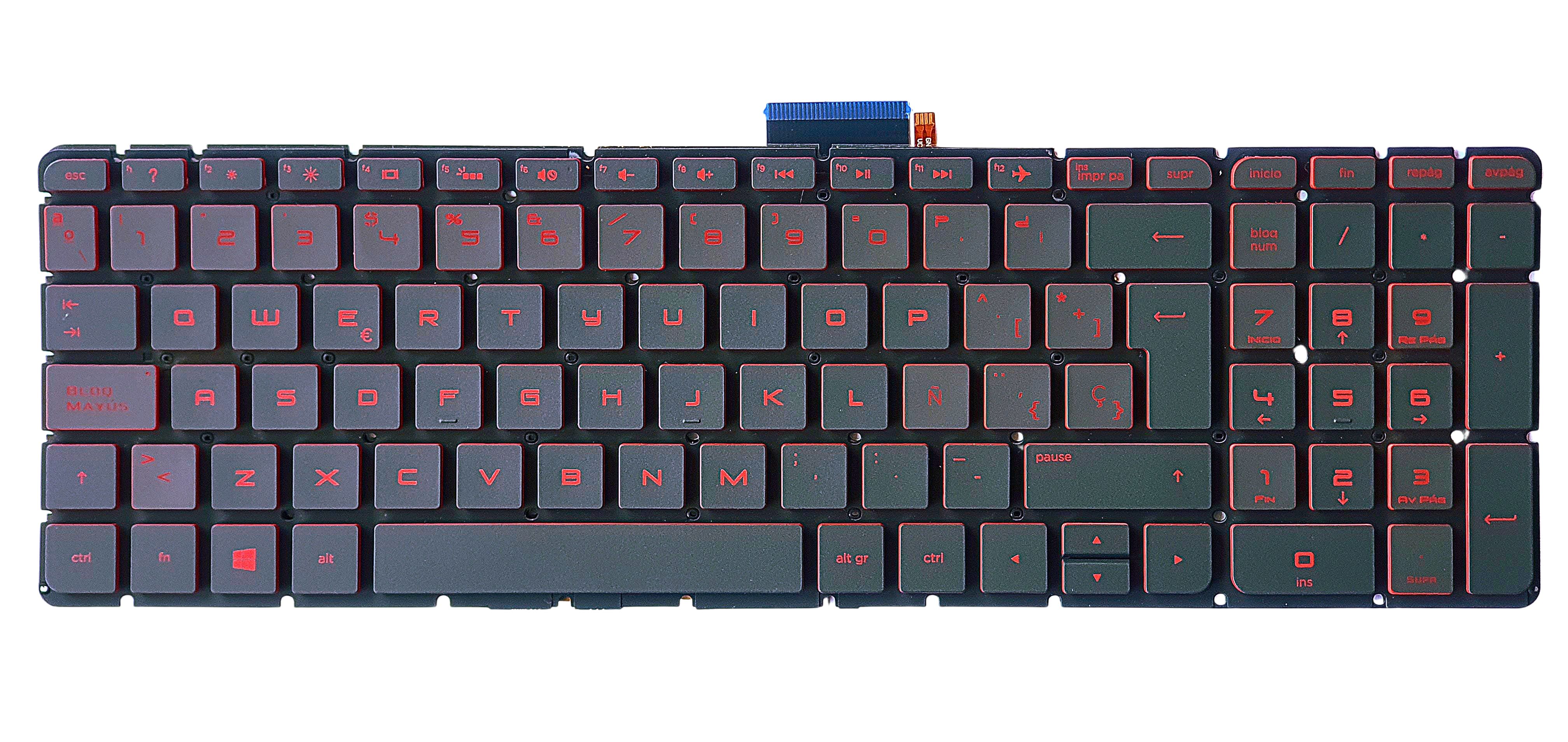 TECLADO PARA LAPTOP HP 15-AX 15-AK 15-AB 15-AW 15-BK 15-AU 5-AQ 15-AE 15-AR - CON RETROILUMINACION ROJA - ESPAÑOL - ENTER TIPO L - ORIGINAL